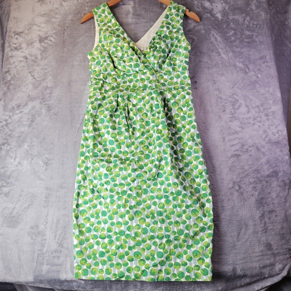 Boden Dresses & Skirts - Boden Womens Green White Polka Dot Sheath Dress Size 4R Cocktail Officewear Chic